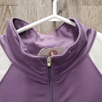 SS Sun Shirt, 1/2 zip up *gc, snags, runs, faded? older?, puckers
