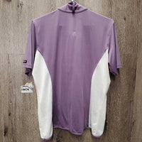 SS Sun Shirt, 1/2 zip up *gc, snags, runs, faded? older?, puckers

