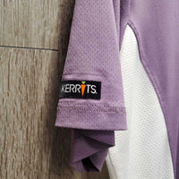 SS Sun Shirt, 1/2 zip up *gc, snags, runs, faded? older?, puckers
