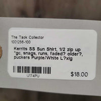 SS Sun Shirt, 1/2 zip up *gc, snags, runs, faded? older?, puckers
