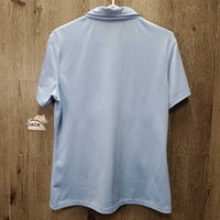 SS Polo Shirt, 1/2 Zip Up *gc, seam rubs, crinkled/puckered collar, v.faded logos, older
