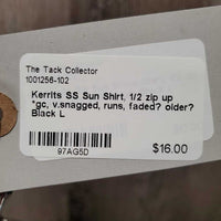 SS Sun Shirt, 1/2 zip up *gc, v.snagged, runs, faded? older?
