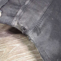 Hvy Leather Chaps *gc/fair, rubs, faded, dirt, stains, mnr unstitched & torn elastic
