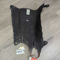 Hvy Leather Chaps *gc/fair, rubs, faded, dirt, stains, mnr unstitched & torn elastic
