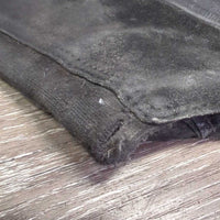 Hvy Leather Chaps *gc/fair, rubs, faded, dirt, stains, mnr unstitched & torn elastic
