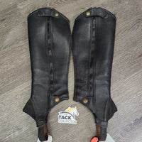 Hvy Leather Chaps *gc/fair, rubs, faded, dirt, stains, mnr unstitched & torn elastic
