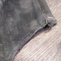 Hvy Leather Chaps *gc/fair, rubs, faded, dirt, stains, mnr unstitched & torn elastic
