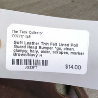 Soft Leather Thin Felt Lined Poll Guard Head Bumper *gc, clean, clumpy, haiy, older, scrapes, marker
