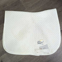 Thin Quilt Jumper Saddle Pad "SJ" *gc, clean, stains, dingy, holey/thin edges, rubs, puckers, removed tabs
