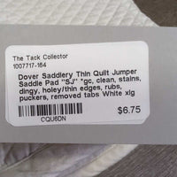 Thin Quilt Jumper Saddle Pad "SJ" *gc, clean, stains, dingy, holey/thin edges, rubs, puckers, removed tabs
