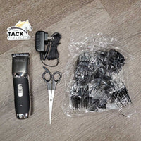 Cordless Clippers, charger, scissors, 10x guards, oil, comb, info, bag, box *NEW, WORK
