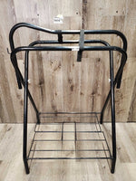 Folding Metal Saddle Rack, Bottom Rack, 2 adjustable Nylon Straps *xc/vgc, clean, mnr scuffs, scratches & rubs
