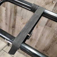 Folding Metal Saddle Rack, Bottom Rack, 2 adjustable Nylon Straps *xc/vgc, clean, mnr scuffs, scratches & rubs
