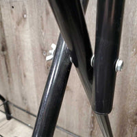 Folding Metal Saddle Rack, Bottom Rack, 2 adjustable Nylon Straps *xc/vgc, clean, mnr scuffs, scratches & rubs