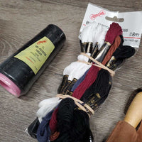 Braiding Kit: Double box, yarn, elastics, threads, paste, scissors, combs, clips, thinner, latchhooks, guide, suede belt, massager *CLEAN, Like New