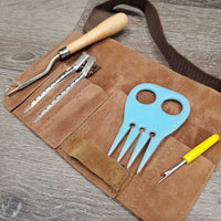 Braiding Kit: Double box, yarn, elastics, threads, paste, scissors, combs, clips, thinner, latchhooks, guide, suede belt, massager *CLEAN, Like New