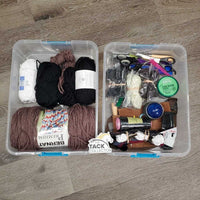Braiding Kit: Double box, yarn, elastics, threads, paste, scissors, combs, clips, thinner, latchhooks, guide, suede belt, massager *CLEAN, Like New
