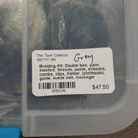 Braiding Kit: Double box, yarn, elastics, threads, paste, scissors, combs, clips, thinner, latchhooks, guide, suede belt, massager *CLEAN, Like New