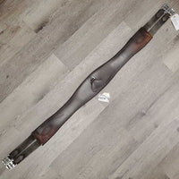Thick Padded Leather Girth, 2x els, Center D Ring *gc, mnr dirt, stains, rubs & hairy seams, rubs, pills, faded
