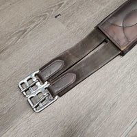 Thick Padded Leather Girth, 2x els, Center D Ring *gc, mnr dirt, stains, rubs & hairy seams, rubs, pills, faded
