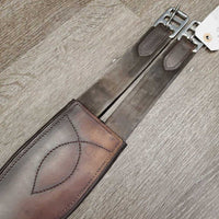 Thick Padded Leather Girth, 2x els, Center D Ring *gc, mnr dirt, stains, rubs & hairy seams, rubs, pills, faded
