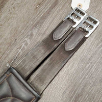 Thick Padded Leather Girth, 2x els, Center D Ring *gc, mnr dirt, stains, rubs & hairy seams, rubs, pills, faded
