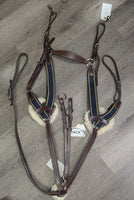5 Point Leather & Elastic Breastplate, Running Martingale Attach, snaps *xc/vgc, clean, mnr dusty, rubs, scratches & residue, dirt
