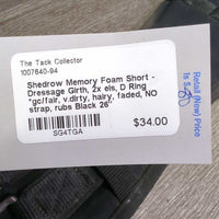 Memory Foam Short - Dressage Girth, 2x els, D Ring *gc/fair, v.dirty, hairy, faded, NO strap, rubs
