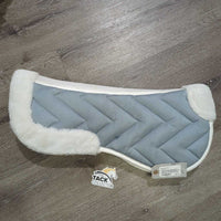 Microsuede & Rolled Fleece Half Pad, Mesh Spine *xc/like new, clean, mnr hair & threads
