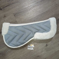 Microsuede & Rolled Fleece Half Pad, Mesh Spine *xc/like new, clean, mnr hair & threads
