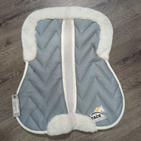 Microsuede & Rolled Fleece Half Pad, Mesh Spine *xc/like new, clean, mnr hair & threads
