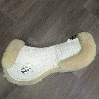 Quilt & Sheepskin Half Pad, Rolled Edges *vgc/gc, clean, stains, puckers, missing patch
