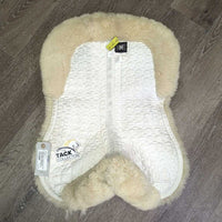 Quilt & Sheepskin Half Pad, Rolled Edges *vgc/gc, clean, stains, puckers, missing patch
