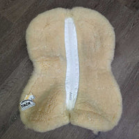 Quilt & Sheepskin Half Pad, Rolled Edges *vgc/gc, clean, stains, puckers, missing patch
