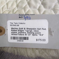 Quilt & Sheepskin Half Pad, Rolled Edges *vgc/gc, clean, stains, puckers, missing patch
