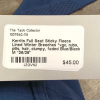 Full Seat Sticky Fleece Lined Winter Breeches *vgc, rubs, pills, hair, clumpy, faded
