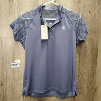 SS Technical Show Shirt, 1/3 Button Up, Lace Shoulders *vgc
