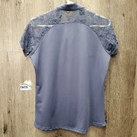 SS Technical Show Shirt, 1/3 Button Up, Lace Shoulders *vgc
