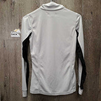 LS Sun Shirt, 1/3 Zip up, mesh sleeves *gc/fair, v.snagged, seam puckers

