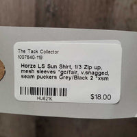 LS Sun Shirt, 1/3 Zip up, mesh sleeves *gc/fair, v.snagged, seam puckers

