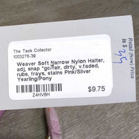 Soft Narrow Nylon Halter, adj, snap *gc/fair, dirty, v.faded, rubs, frays, stains
