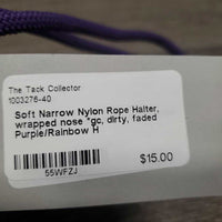 Soft Narrow Nylon Rope Halter, wrapped nose *gc, dirty, faded
