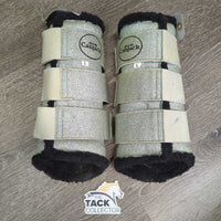 Closed Fleece Boots, velcro *gc/fair, rubs, loosing glitter, hair, clumpy, thin spots
