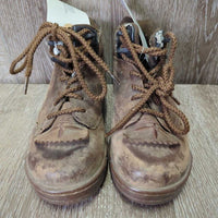 JUNIORS Roper Boots, lace *gc/fair, mnr residue, shavings & scuffs, faded, thin & holey edges
