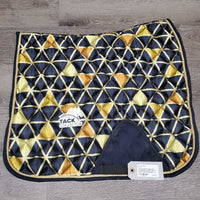 Satin Quilt Dressage Pad, 1x piping *gc, mnr hair, dirt, hay, puckers, curled edges, faded
