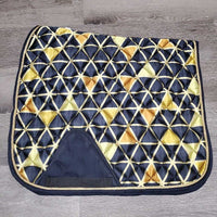 Satin Quilt Dressage Pad, 1x piping *gc, mnr hair, dirt, hay, puckers, curled edges, faded
