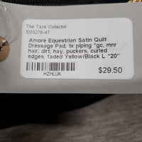 Satin Quilt Dressage Pad, 1x piping *gc, mnr hair, dirt, hay, puckers, curled edges, faded
