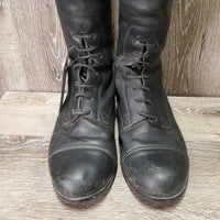 JUNIORS Field Boots, laces *gc, clean, gunk, rubs, undone stitching, Loose Toe Sole-R
