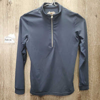 LS Sun Shirt, 1/4 Zip Up, mesh sleeves *gc, popped mesh, faded logo
