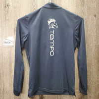 LS Sun Shirt, 1/4 Zip Up, mesh sleeves *gc, popped mesh, faded logo
